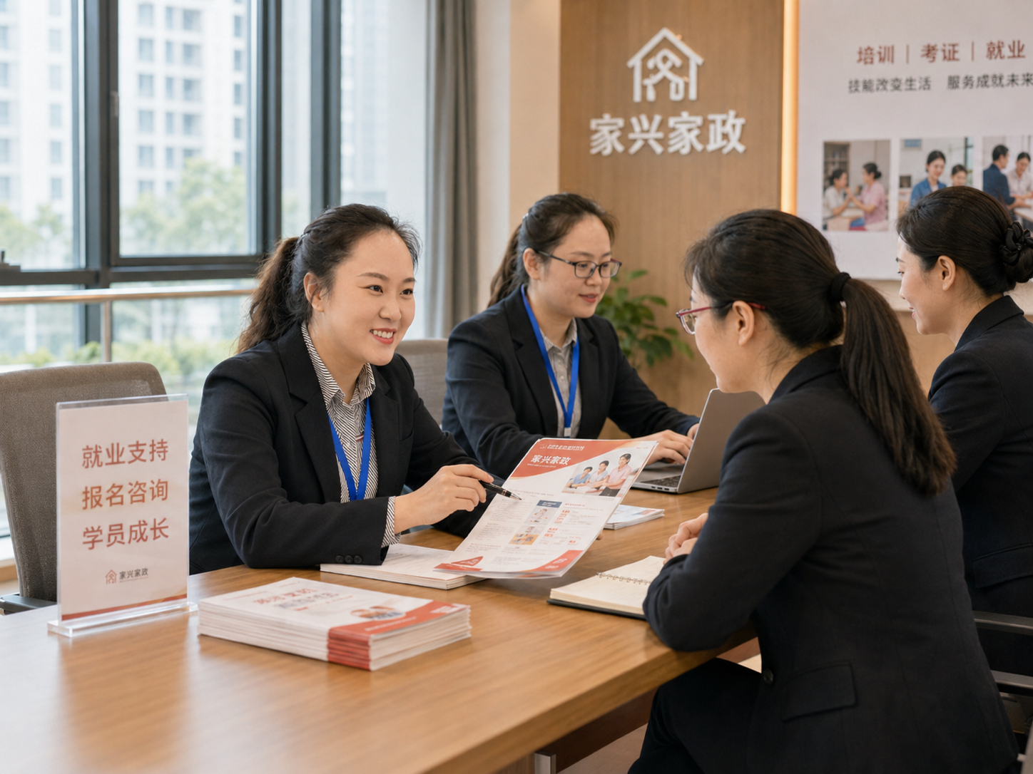 老师为学员核对报名与查询事项