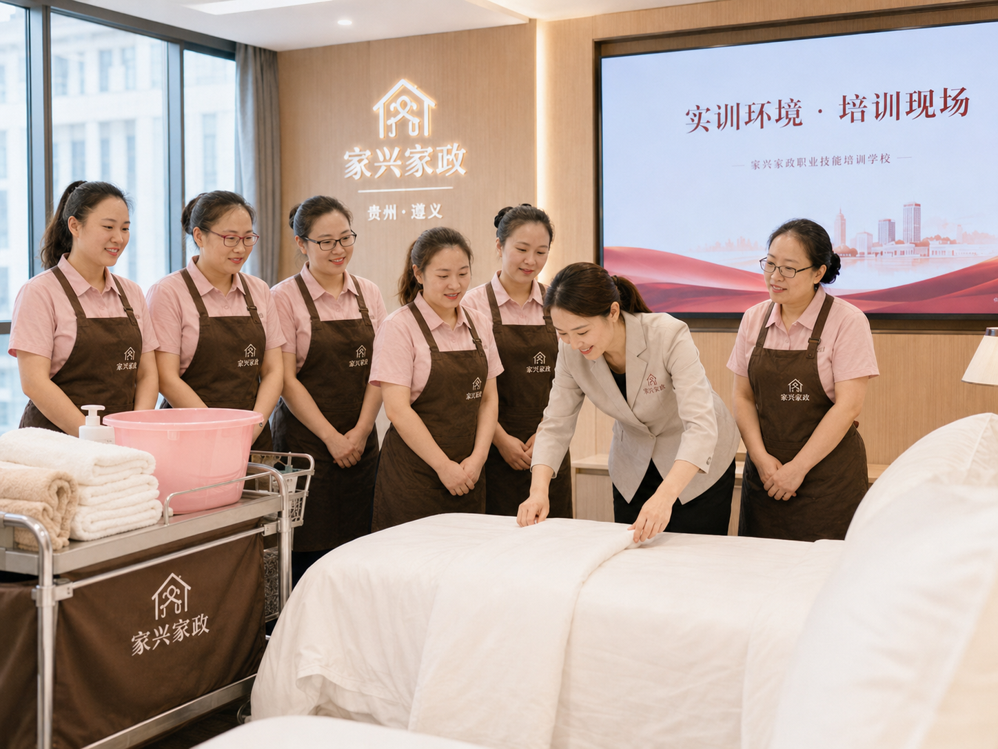 学员进行家政实操训练