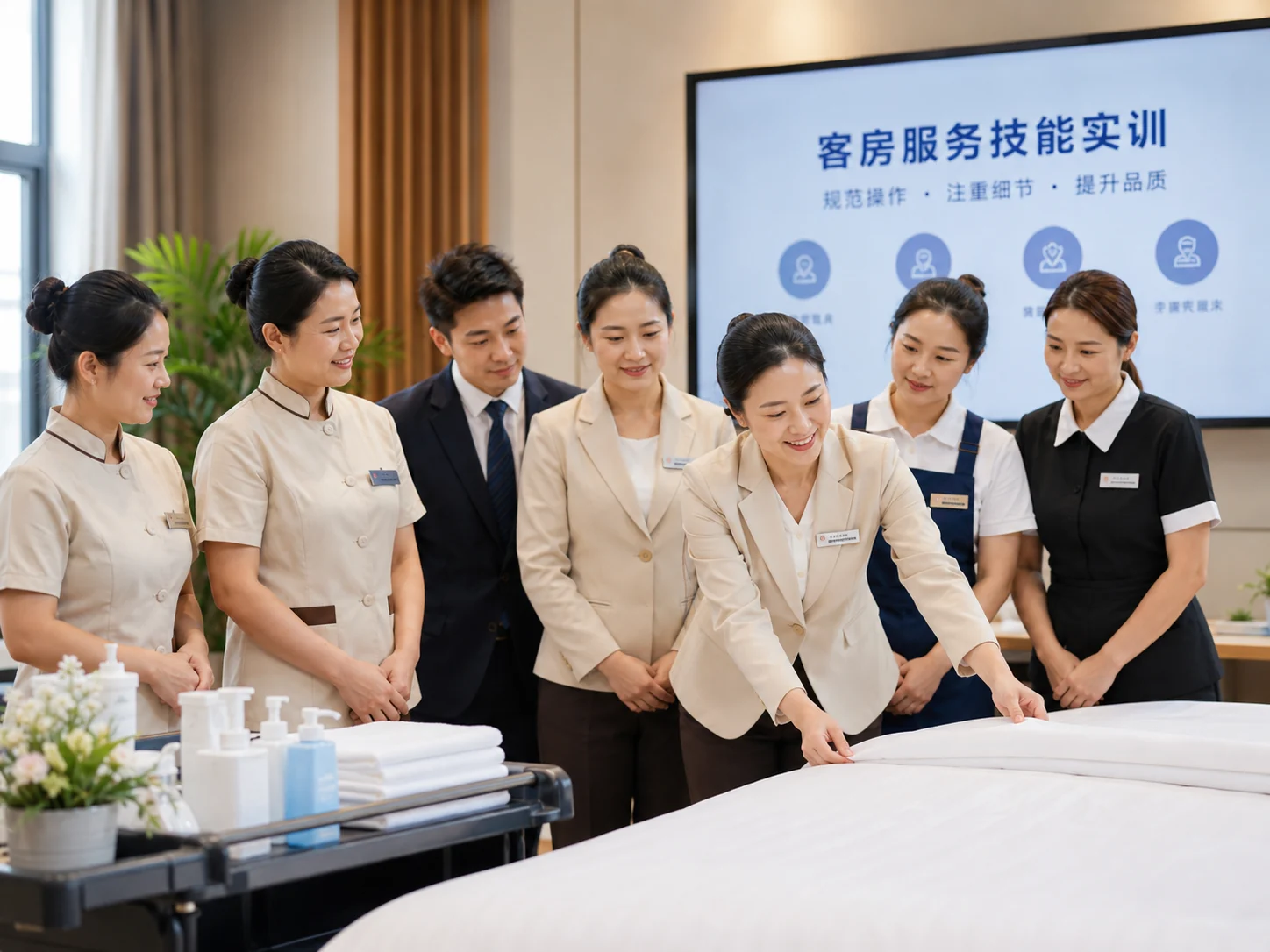 家兴招聘岗位中的客房服务技能实训场景