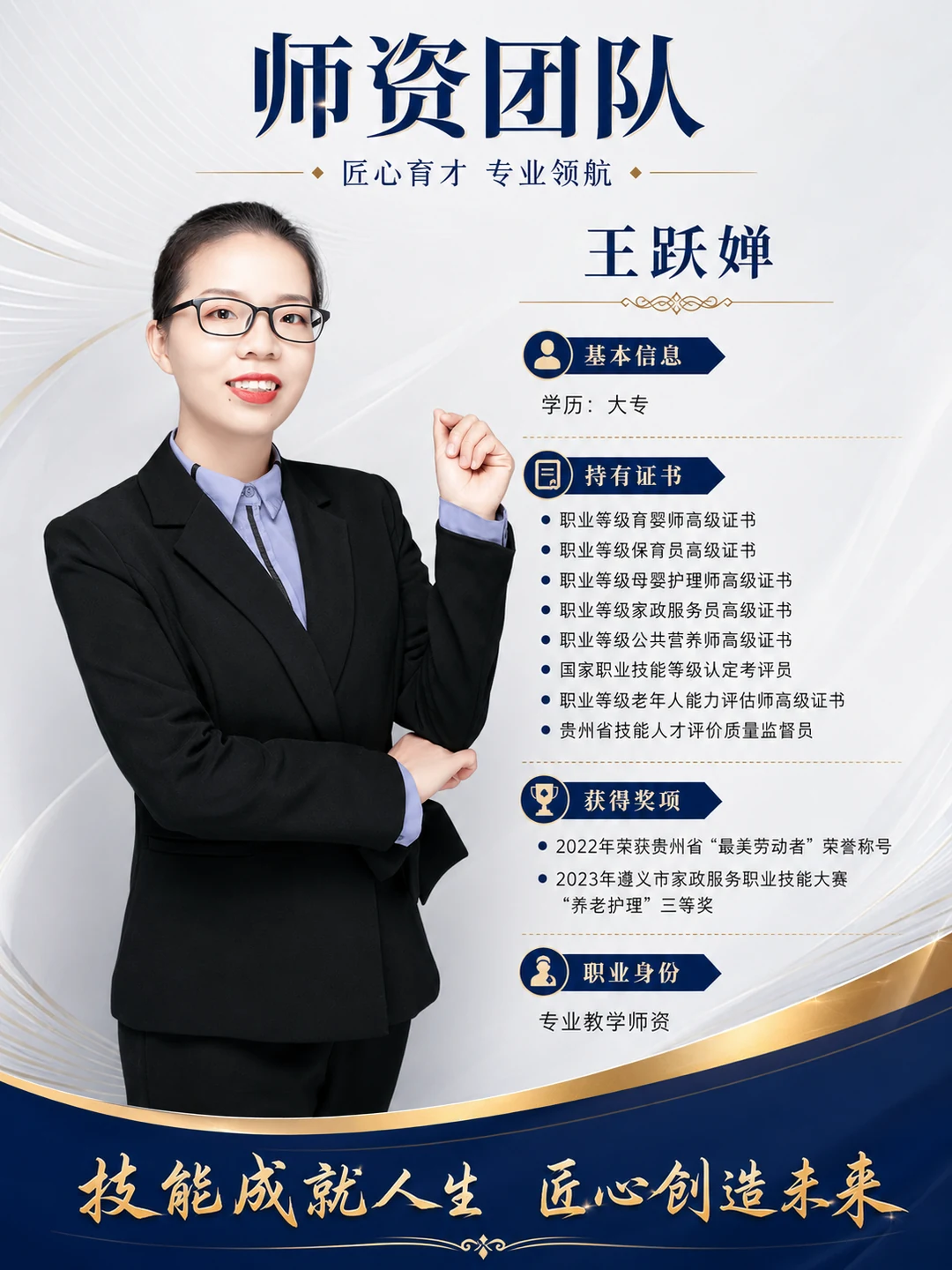 王跃婵老师专业资质介绍